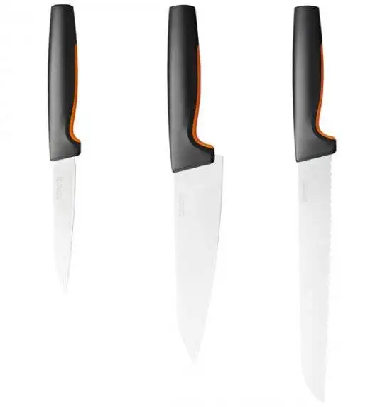 FISKARS FUNCTIONAL FORM 1057559 Komplet 3 noży kuchennych STARTER SET w pudełku + Ostrzałka EDGE