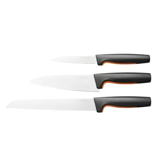 FISKARS FUNCTIONAL FORM 1057559 Komplet 3 noży kuchennych STARTER SET w pudełku + Ostrzałka EDGE