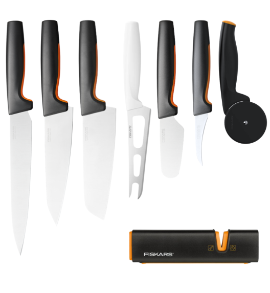 FISKARS FUNCTIONAL FORM Komplet 7 noży kuchennych luzem + Ostrzałka EDGE