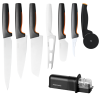 FISKARS FUNCTIONAL FORM Komplet 7 noży kuchennych luzem + Ostrzałka ESSENTIAL