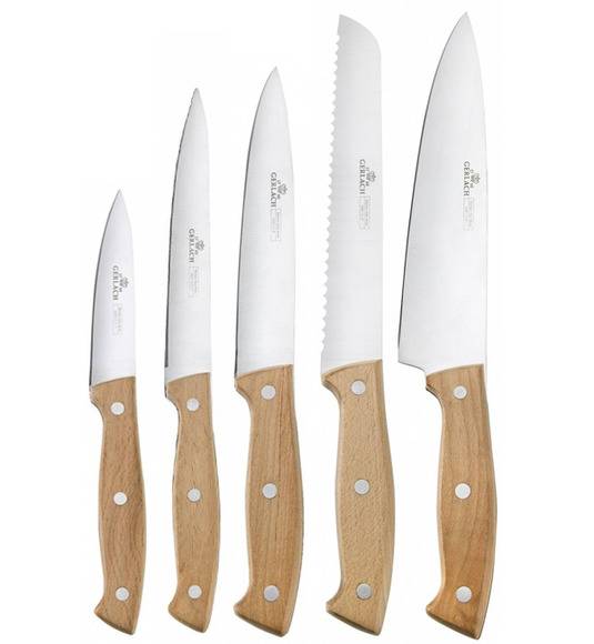 GERLACH COUNTRY 959A Komplet 5 noży w bloku + ostrzałka 3w1 uni czarna