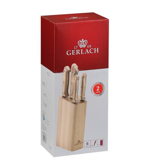 GERLACH COUNTRY 959A Komplet 5 noży w bloku + ostrzałka 3w1 uni czarna