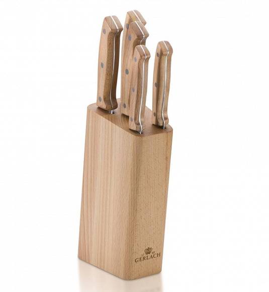 GERLACH COUNTRY 959A Komplet 5 noży w bloku + ostrzałka 3w1 uni czarna