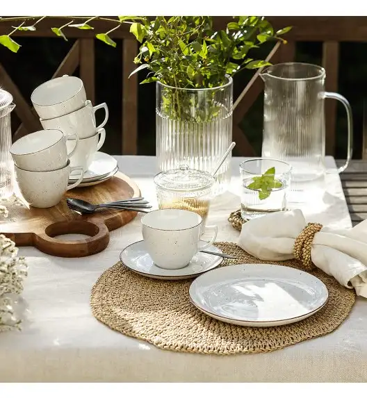 WYPRZEDAŻ! CHODZIEŻ CITY CT02 ŻYWIOŁY Filiżanka ze spodkiem 250 ml / 2 szt. / PUSTYNNY PIASEK / porcelana