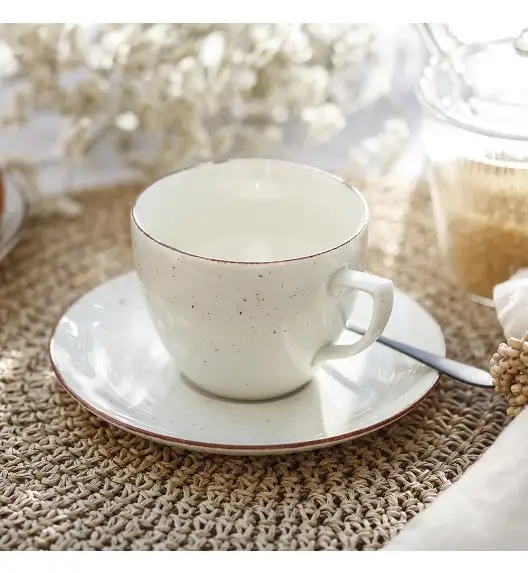 WYPRZEDAŻ! CHODZIEŻ CITY CT02 ŻYWIOŁY Filiżanka ze spodkiem 250 ml / 2 szt. / PUSTYNNY PIASEK / porcelana