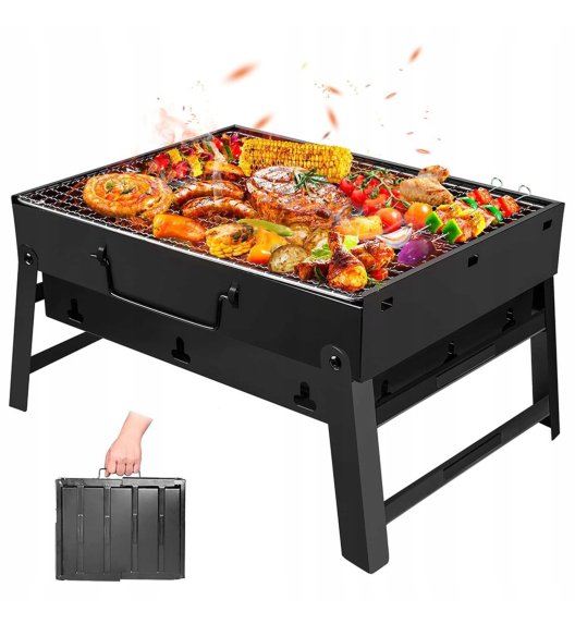 HAGE Grill przenośny węglowy kompaktowy 35x27x20 cm w walizce stalowy