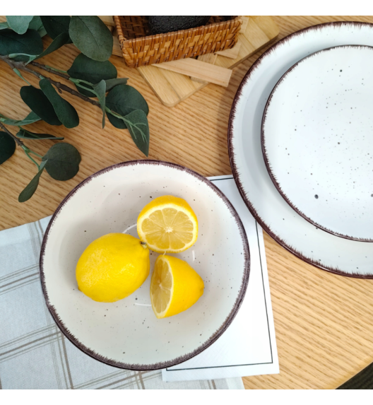 LIVELLO DUNA WHITE CERAMIKA / Serwis obiadowy 24 el dla 6 osób (z kubkiem) / odcień biało - piaskowy