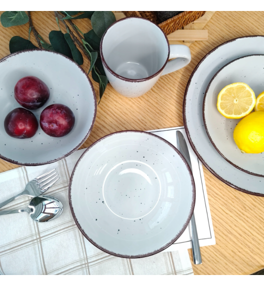 LIVELLO DUNA GREY CERAMIKA / Serwis obiadowy 24 el dla 6 osób (z kubkiem) / odcień szaro - piaskowy