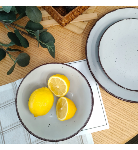 LIVELLO DUNA GREY CERAMIKA / Serwis obiadowy 24 el dla 6 osób (z kubkiem) / odcień szaro - piaskowy