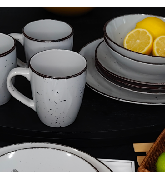 LIVELLO DUNA GREY CERAMIKA / Serwis obiadowy 24 el dla 6 osób (z kubkiem) / odcień szaro - piaskowy