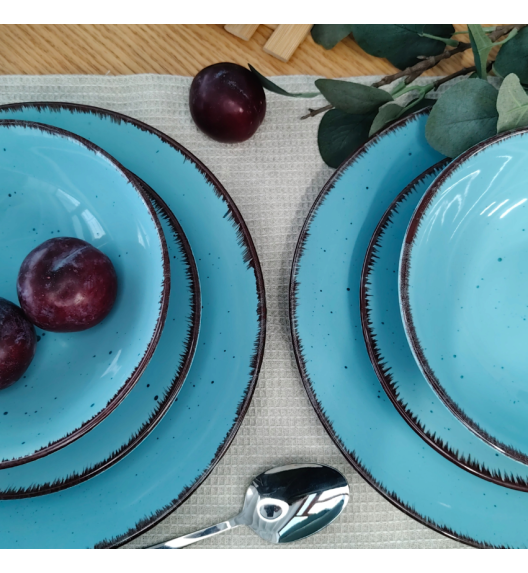 LIVELLO DUNA TURQUOISE CERAMIKA / Serwis obiadowy 24 el dla 6 osób (z kubkiem) / odcień turkusowo - piaskowy