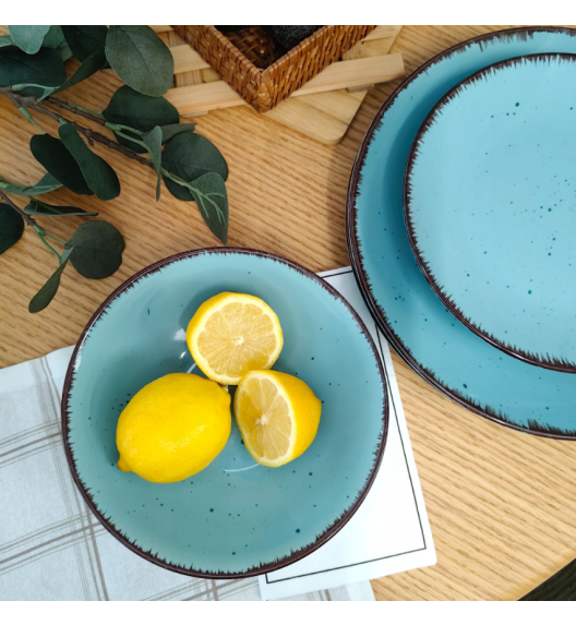 LIVELLO DUNA TURQUOISE CERAMIKA / Serwis obiadowy 24 el dla 6 osób (z kubkiem) / odcień turkusowo - piaskowy