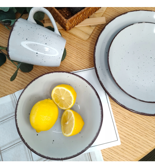 LIVELLO DUNA GREY CERAMIKA / Serwis obiadowy 48 el dla 12 osób (z kubkiem) / odcień szaro - piaskowy