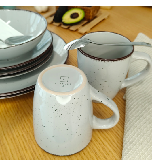 LIVELLO DUNA GREY CERAMIKA / Serwis obiadowy 48 el dla 12 osób (z kubkiem) / odcień szaro - piaskowy