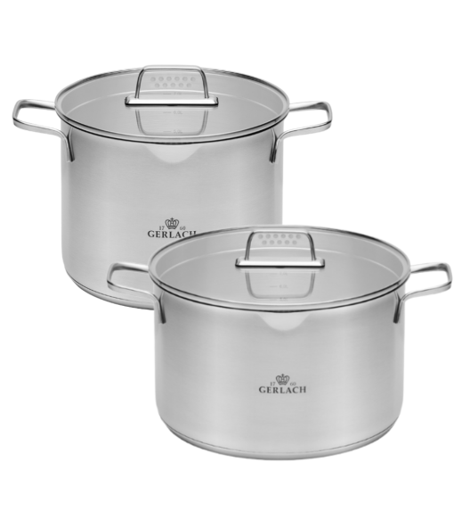 GERLACH PURE Komplet Garnki z pokrywkami 10 el / indukcja + Garnek Ambiente 7 L+ 10 L + Brytfanna Granitex 