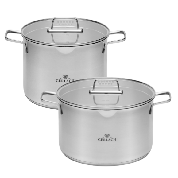 GERLACH PURE Komplet Garnki z pokrywkami 10 el / indukcja + Garnek Ambiente 7 L+ 10 L + Brytfanna Granitex 