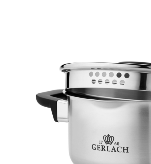 GERLACH PURE Komplet Garnki z pokrywkami 10 el / indukcja + Gerlach Ambiente Patelnia 20, 24, 28 cm + Patelnia naleśnikowa Harmony 26 cm 