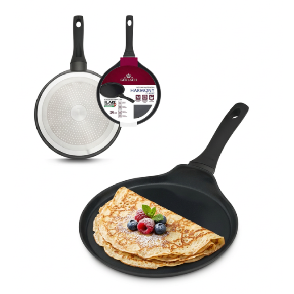 GERLACH PURE Komplet Garnki z pokrywkami 10 el / indukcja + Gerlach Ambiente Patelnia 20, 24, 28 cm + Patelnia naleśnikowa Harmony 26 cm 