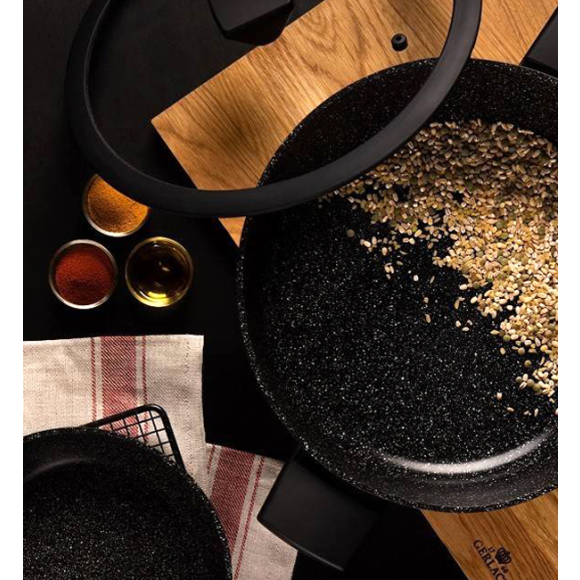 GERLACH PURE Komplet Garnki z pokrywkami 10 el / indukcja + Gerlach Granitex Patelnia 20, 28 cm