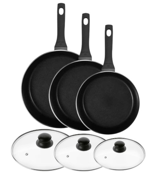 GERLACH PURE Komplet Garnki z pokrywkami 10 el / indukcja + Gerlach Harmony Classic Patelnia 20, 24, 28 cm + Pokrywki szklane 