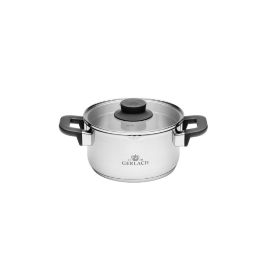 GERLACH PURE Komplet Garnki z pokrywkami 10 el / indukcja + Gerlach Initial Patelnia 24, 28 cm+ Pokrywki szklane 