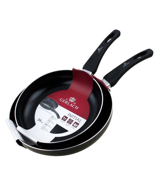 GERLACH PURE Komplet Garnki z pokrywkami 10 el / indukcja + Gerlach Initial Patelnia 24, 28 cm+ Pokrywki szklane 