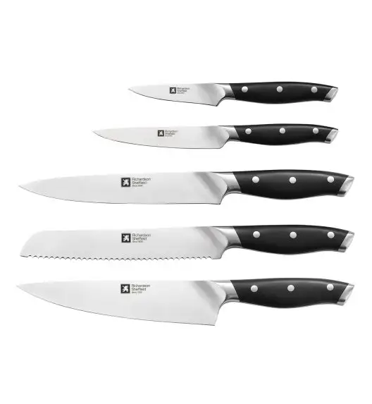 RICHARDSON SHEFFIELD GRAND CHEF Zestaw 5 noży kuchennych w bloku drewnianym