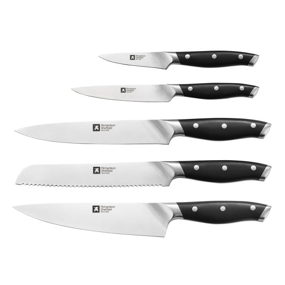 RICHARDSON SHEFFIELD GRAND CHEF Zestaw 5 noży kuchennych w bloku drewnianym