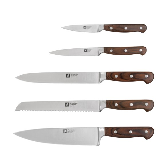 RICHARDSON SHEFFIELD VIRTUOSE Zestaw 5 noży kuchennych w bloku drewnianym