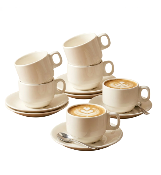 KAIA HOME Komplet 6x Filiżanka 220 ml ze spodkiem 14,5 cm