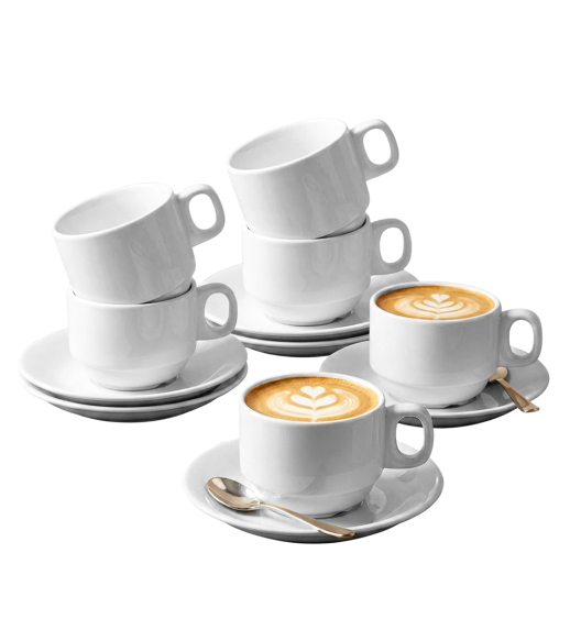 KAIA HOME Komplet 6x Filiżanka 220 ml ze spodkiem 14,5 cm