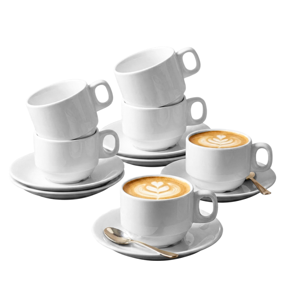 KAIA HOME Komplet 6x Filiżanka 220 ml ze spodkiem 14,5 cm