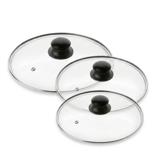 KAIA HOME Komplet 3 pokrywek szklanych 20, 24, 28 cm