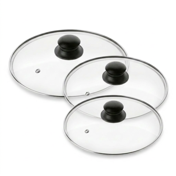 KAIA HOME Komplet 3 pokrywek szklanych 20, 24, 28 cm