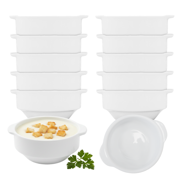 KAIA HOME BASIC Komplet 12x Bulionówka z uchwytami 250 ml / 11 cm