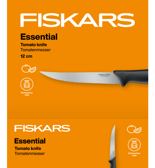 FISKARS ESSENTIAL Komplet 9 noży (kuchenne + Szefa + do obierania + do pomidorów) / stal nierdzewna