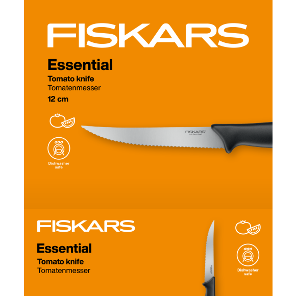 FISKARS ESSENTIAL Komplet 9 noży (kuchenne + Szefa + do obierania + do pomidorów) / stal nierdzewna