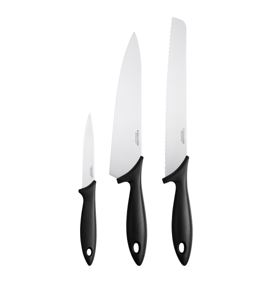 FISKARS ESSENTIAL Komplet 9 noży (kuchenne + Szefa + do obierania + do pomidorów) / stal nierdzewna