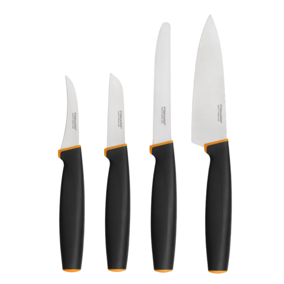 FISKARS CONTROL+ Zestaw 4 noży kuchennych FAVOURITE SET + Ostrzałka 3w1 uniwersalna / japońska stal nierdzewna