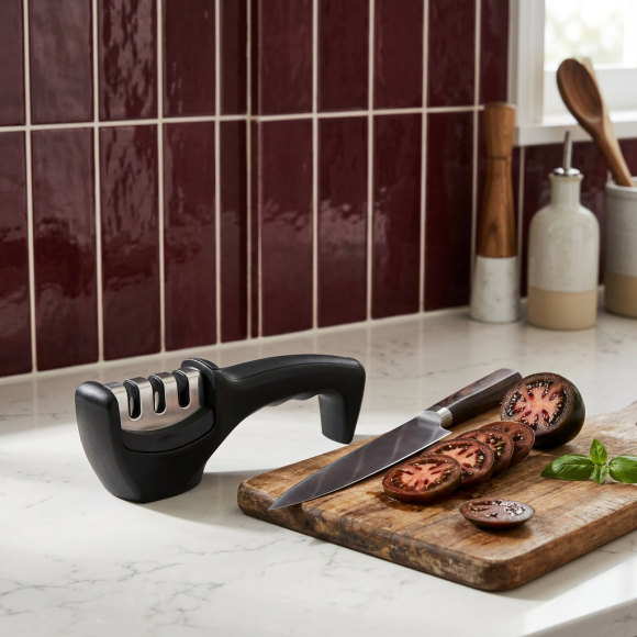 FISKARS CONTROL+ Zestaw 4 noży kuchennych FAVOURITE SET + Ostrzałka 3w1 uniwersalna / japońska stal nierdzewna
