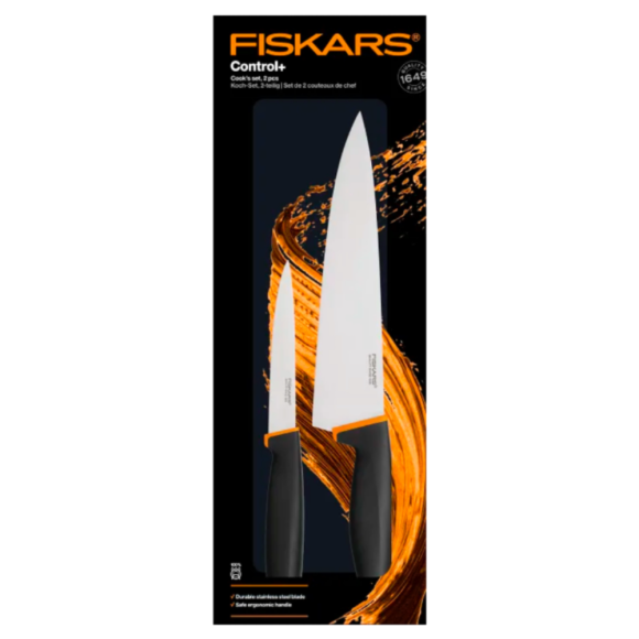 FISKARS CONTROL+ Zestaw 3 noży kuchennych COOK'S SET + Ostrzałka 3w1 uniwersalna / japońska stal nierdzewna