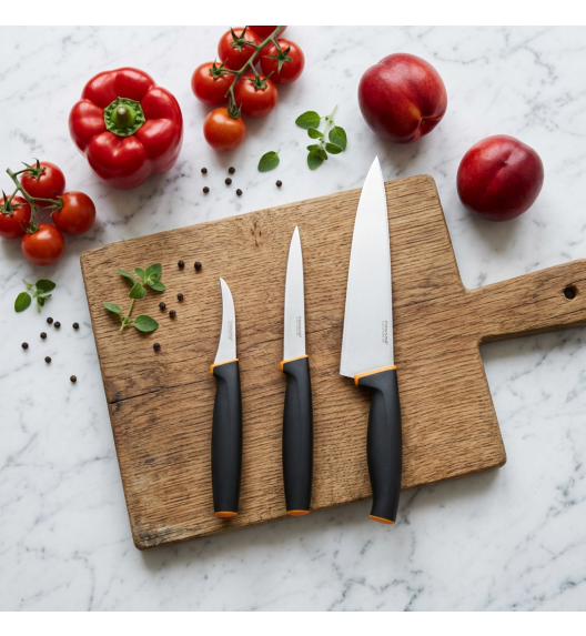 FISKARS CONTROL+ Zestaw 3 noży kuchennych COOK'S SET + Ostrzałka 3w1 uniwersalna / japońska stal nierdzewna