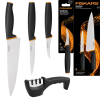 FISKARS CONTROL+ Zestaw 3 noży kuchennych COOK'S SET + Ostrzałka 3w1 uniwersalna / japońska stal nierdzewna