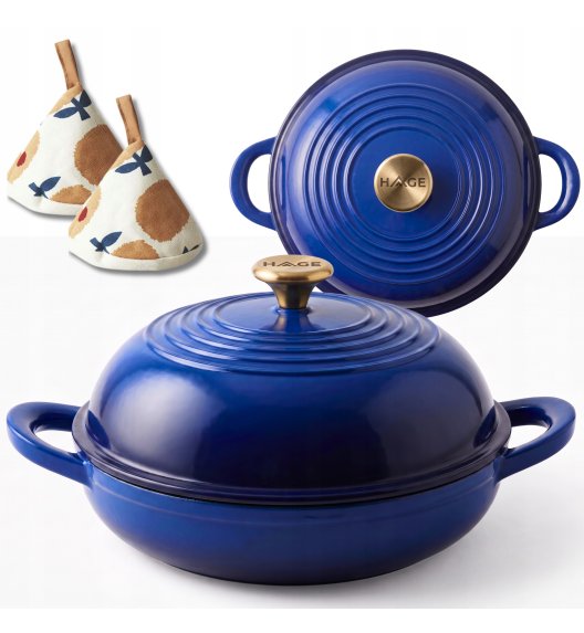 HAGE Garnek do pieczenia chleba 2 l żeliwny emaliowany 26 cm / niebieski