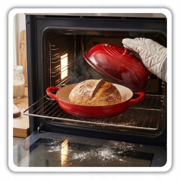 HAGE Garnek do pieczenia chleba 2 l żeliwny emaliowany 26 cm / czerwony