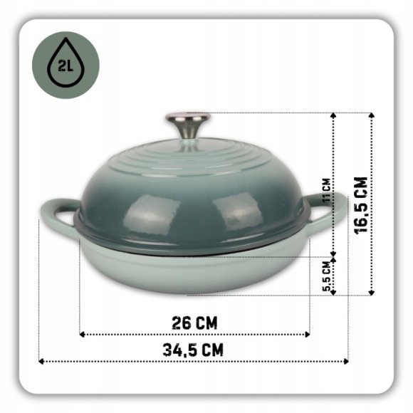 HAGE Garnek do pieczenia chleba 2 l żeliwny emaliowany 26 cm / sól morska