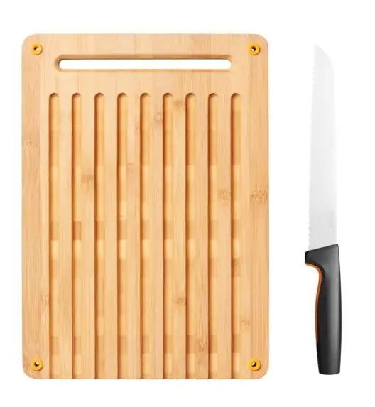 FISKARS FUNCTIONAL FORM 1057556+1057551 Komplet 4 noży kuchennych + deska do krojenia 35x25 cm w pudełku