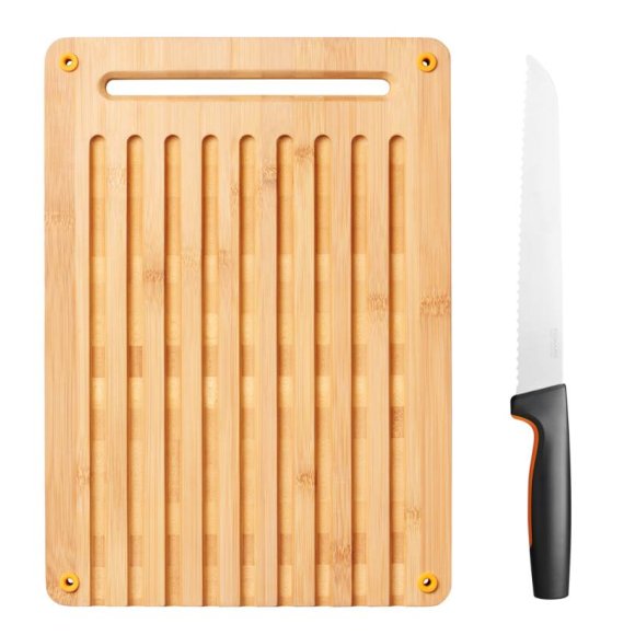 FISKARS FUNCTIONAL FORM 1057556+1057551 Komplet 4 noży kuchennych + deska do krojenia 35x25 cm w pudełku