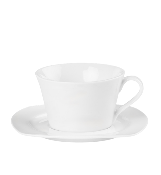 PRIMA DECO Komplet filiżanka ze spodkiem 220 ml biała kwadrat