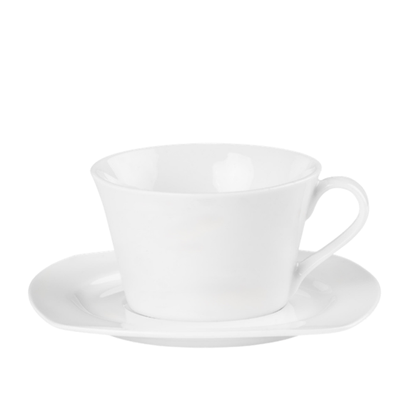 PRIMA DECO Komplet filiżanka ze spodkiem 220 ml biała kwadrat